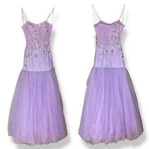 NWT Cassandra Stone Prom Dress Beaded Lace Size 6‎ Drop Waist Purple Lavender
